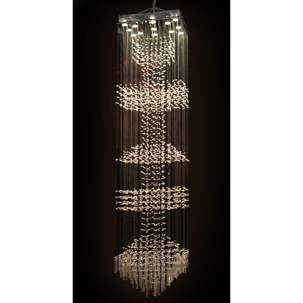 Grand Crystal Column Chandelier. The main picture.