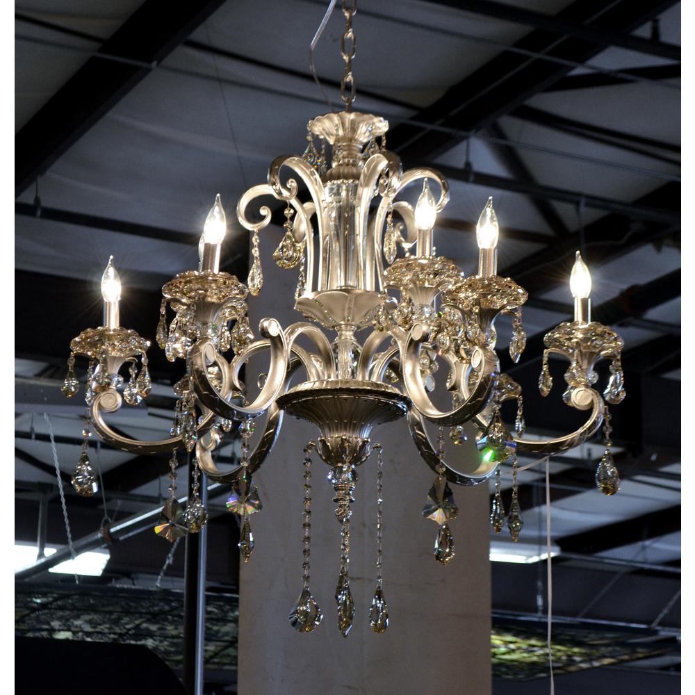 Hollywood Brush 9 light Silver Chandelier. Picture 1