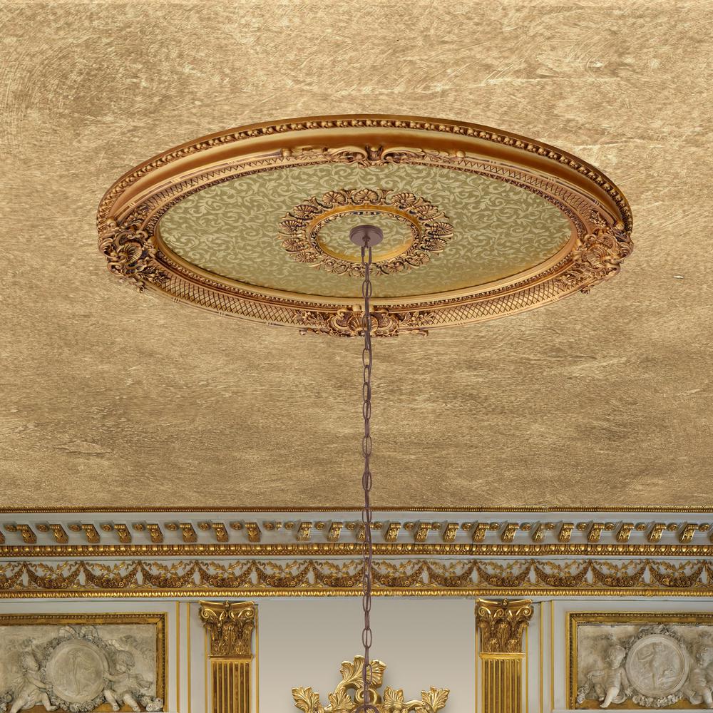 Golden Rocaille Oval Chandelier Ceiling Medallion. Picture 4