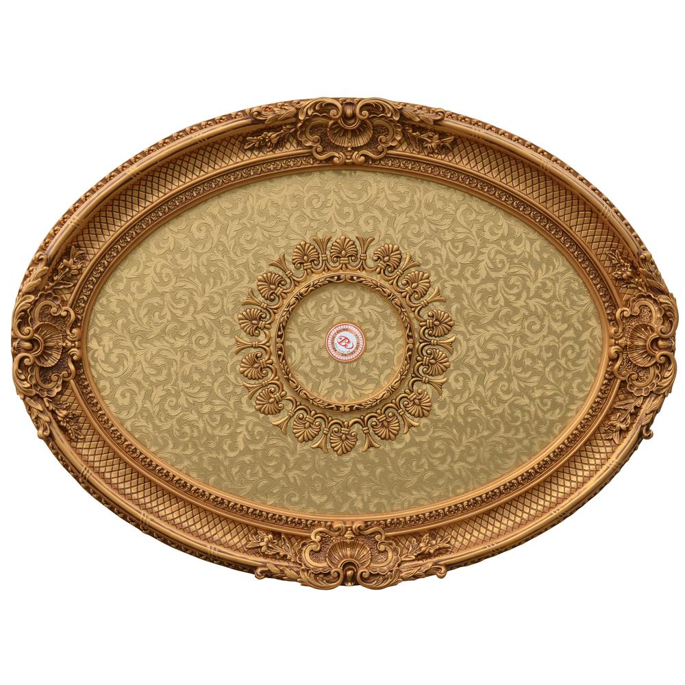 Golden Rocaille Oval Chandelier Ceiling Medallion. Picture 1