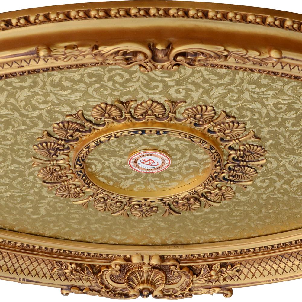 Golden Rocaille Oval Chandelier Ceiling Medallion. Picture 2