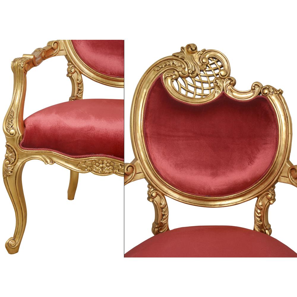 Red Pair of French Rococo Fireside Chairs. Picture 3