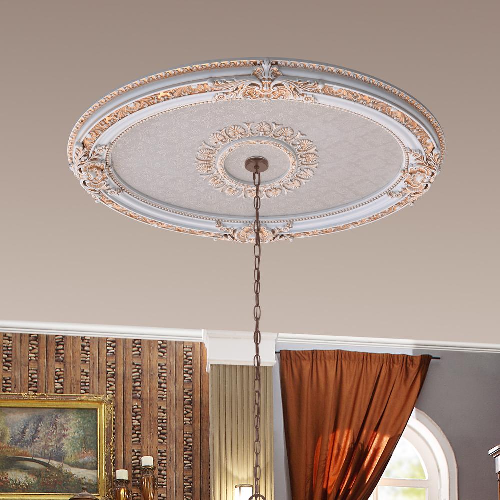 French Blanco Oval Chandelier Ceiling Medallion. Picture 4