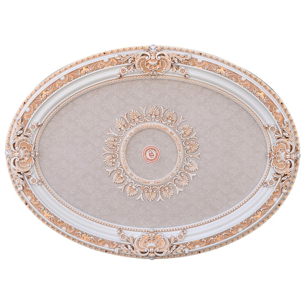 French Blanco Oval Chandelier Ceiling Medallion. Picture 1