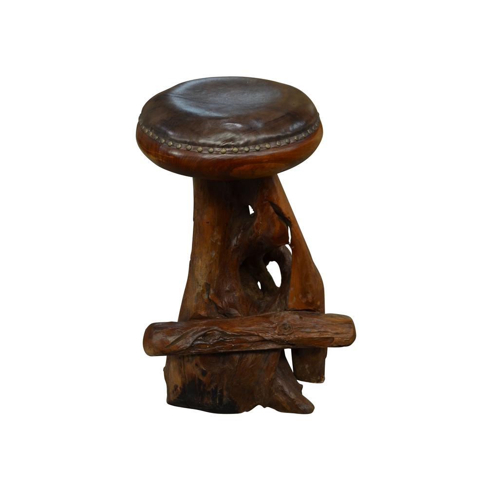 Old Growth Teak Root Bar Stool. Picture 1