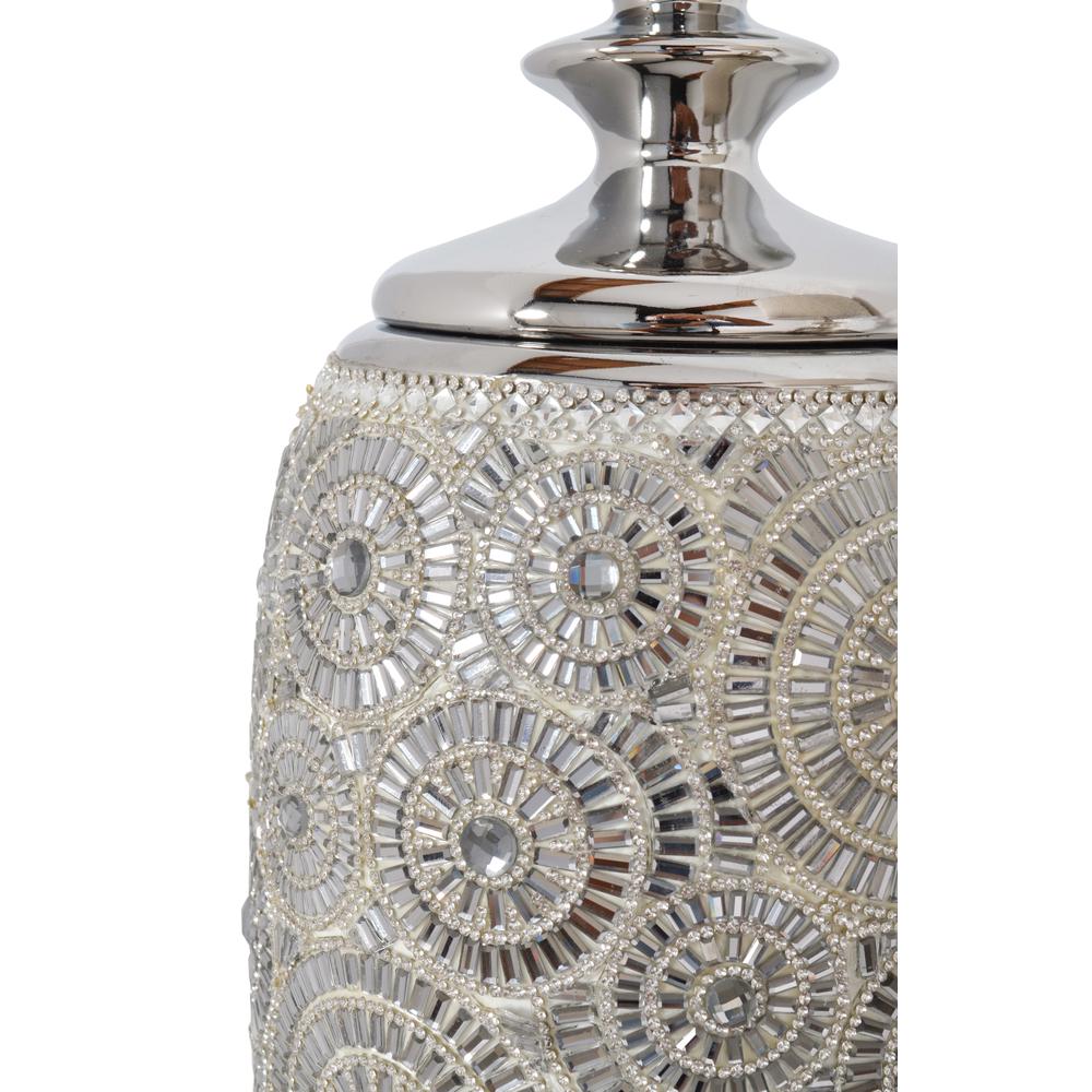 Sterling and Crystal Cylindrical Vase with Lid. Picture 4