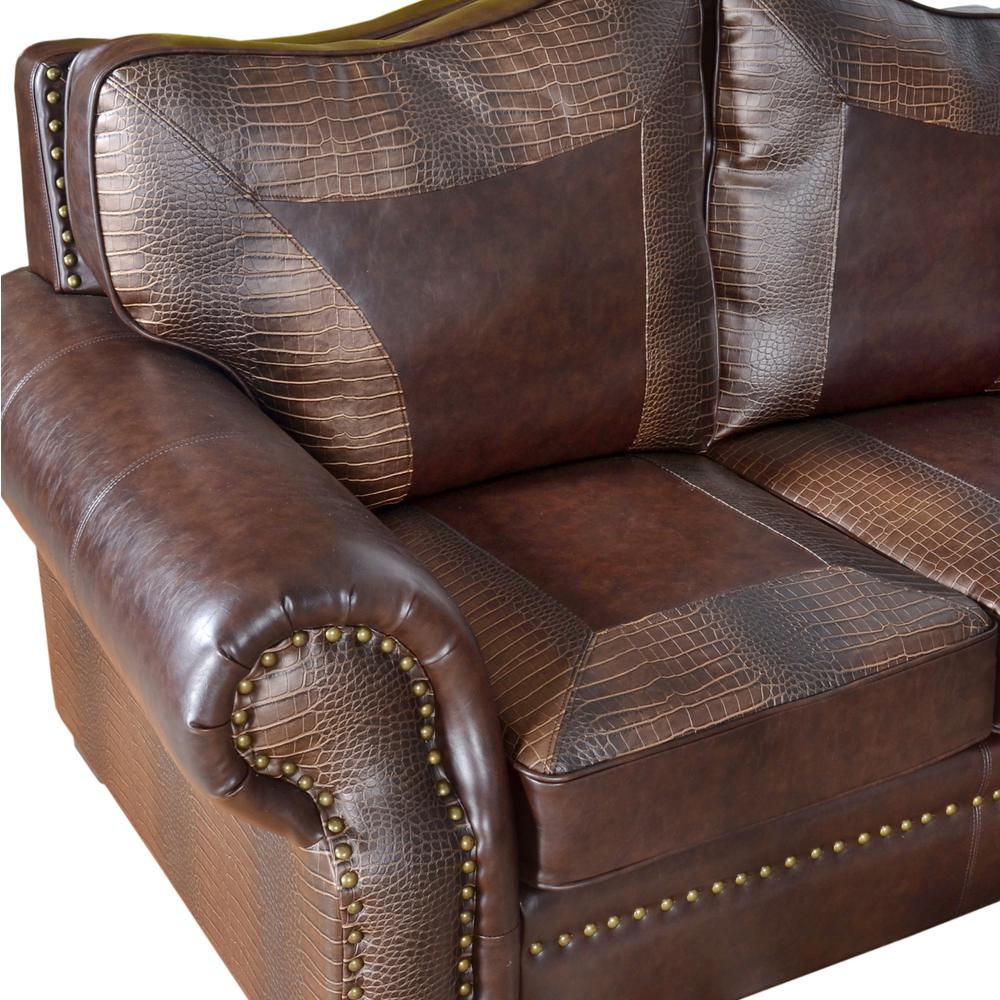 Botswana Croc and Micro Leather Loveseat. Picture 5