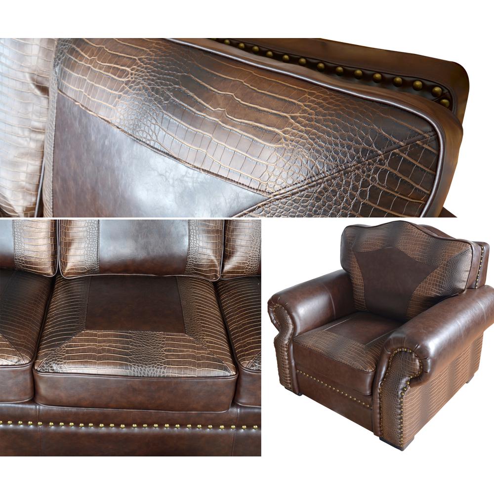 Botswana Croc and Micro Leather Loveseat. Picture 6