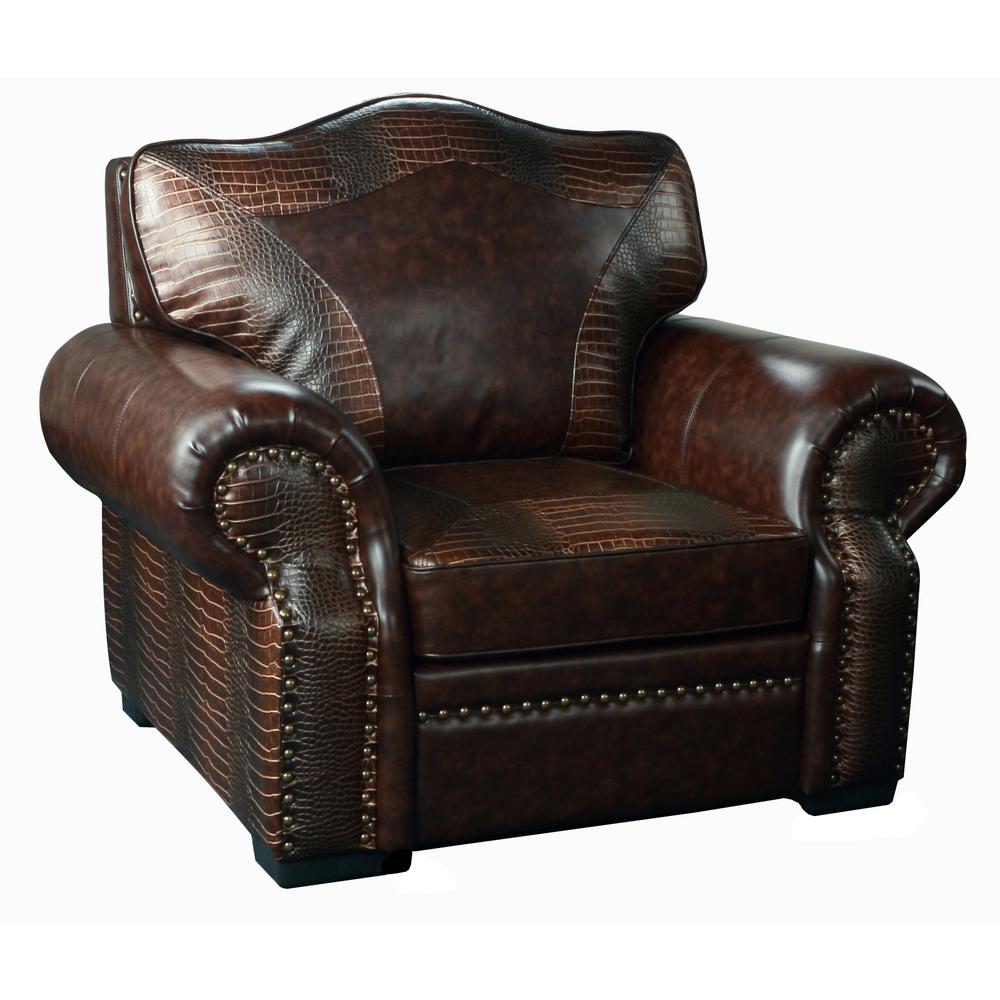 Botswana Croc and Micro Leather Loveseat. Picture 8