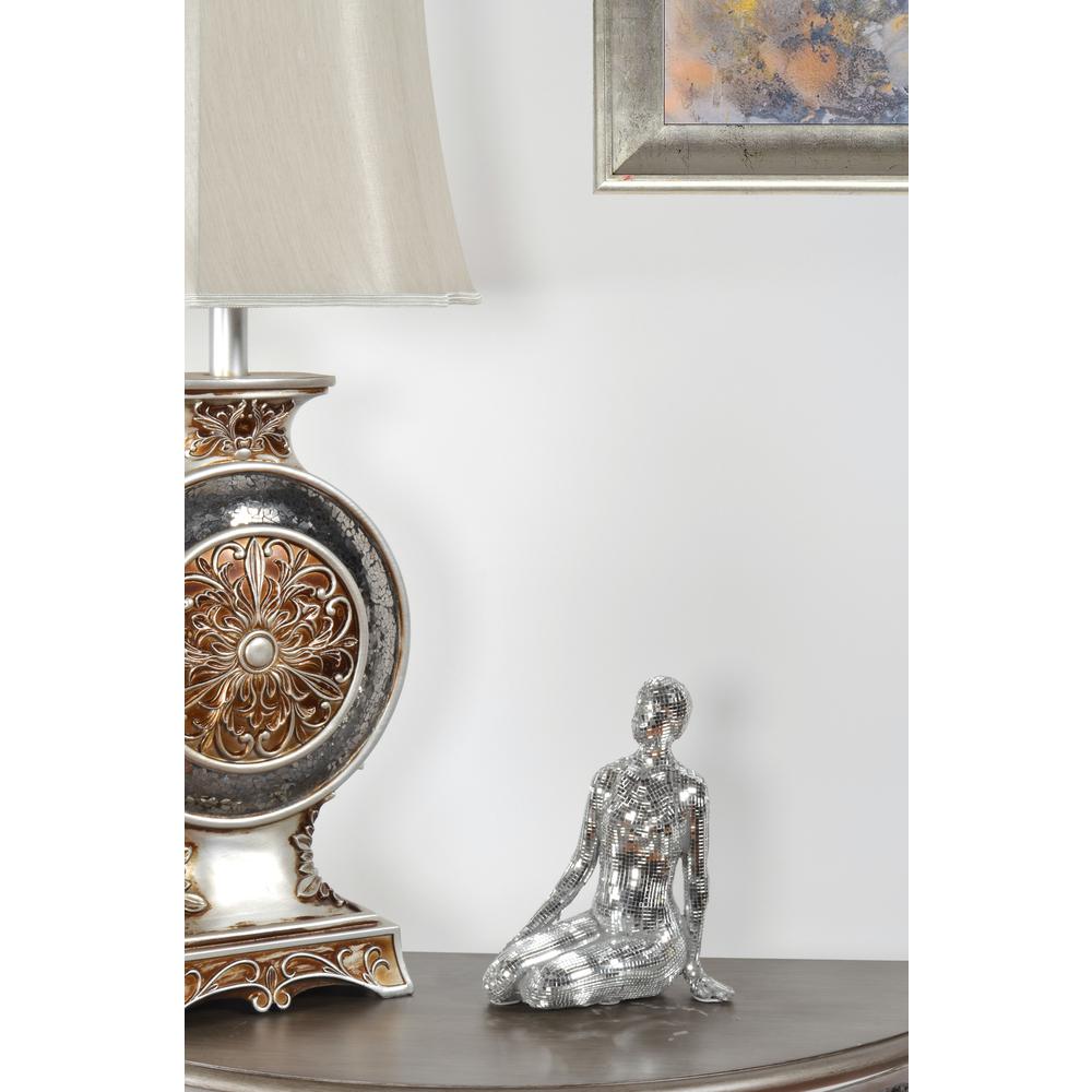 Glass Mosaic Sitting Lady in Silver. Picture 1
