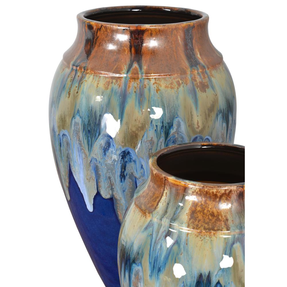 Blue Fusion Glazed Vase Set of 2. Picture 3