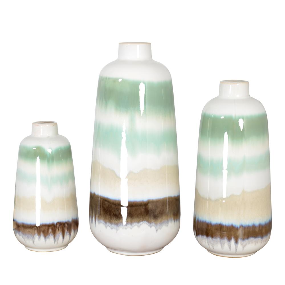 Green Sand Vase Set of 3. Picture 1