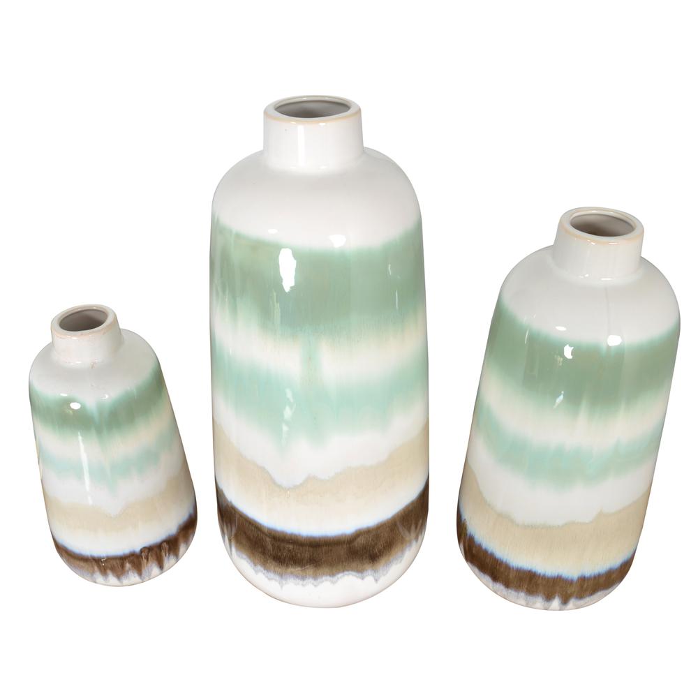 Green Sand Vase Set of 3. Picture 2