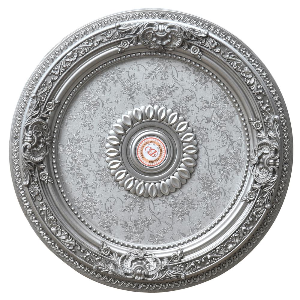 Antique Silver Round Ceiling Medallion  24 Inch Diameter. Picture 1