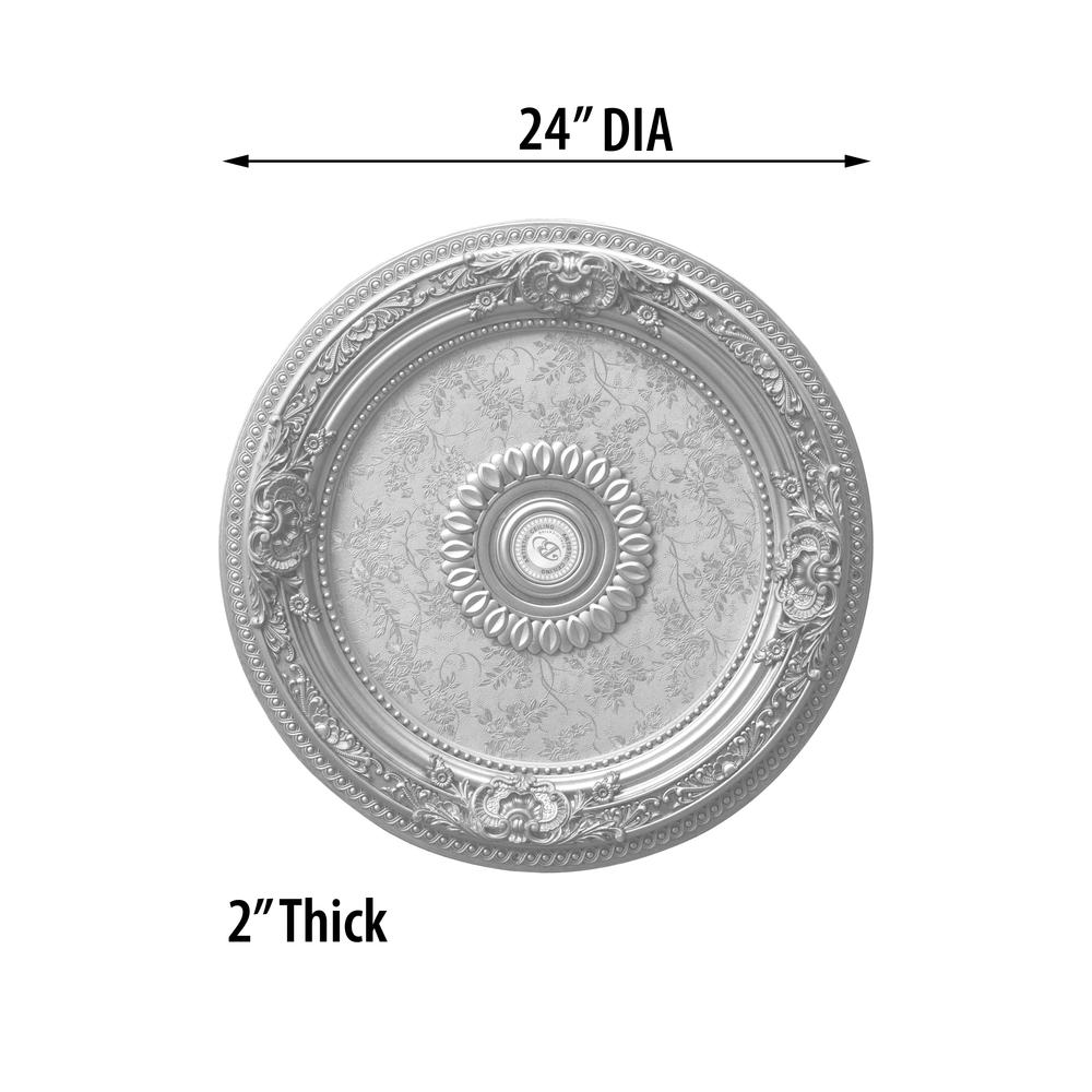 Antique Silver Round Ceiling Medallion  24 Inch Diameter. Picture 4