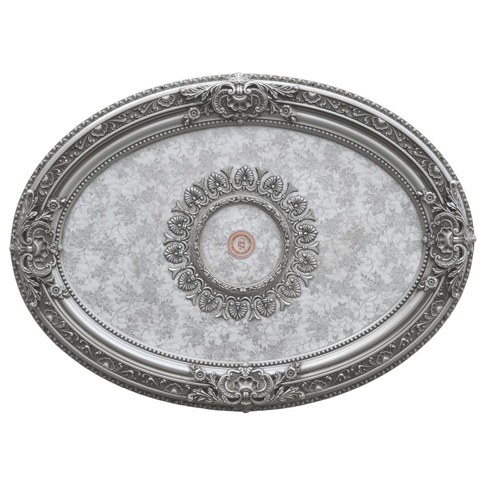 Antique Silver Petite Oval Ceiling Medallion. Picture 1