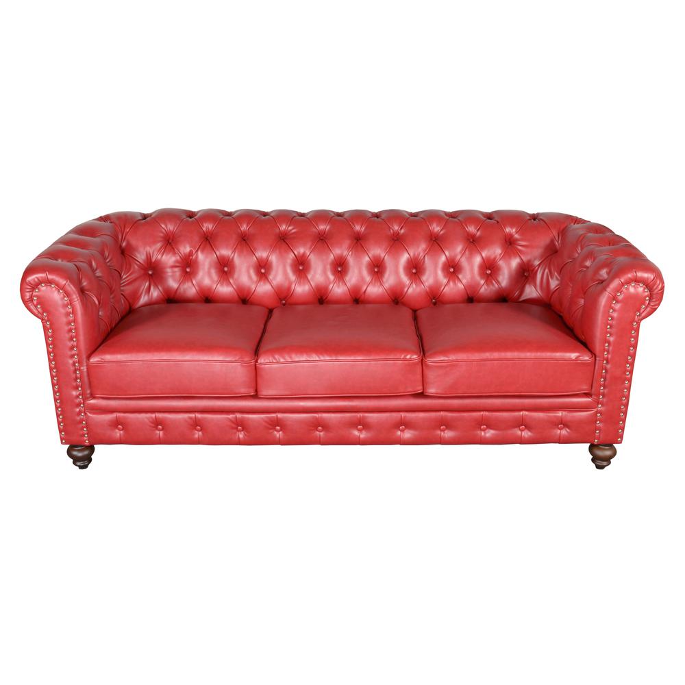 Classic Chesterfield Sofa Red. Picture 3
