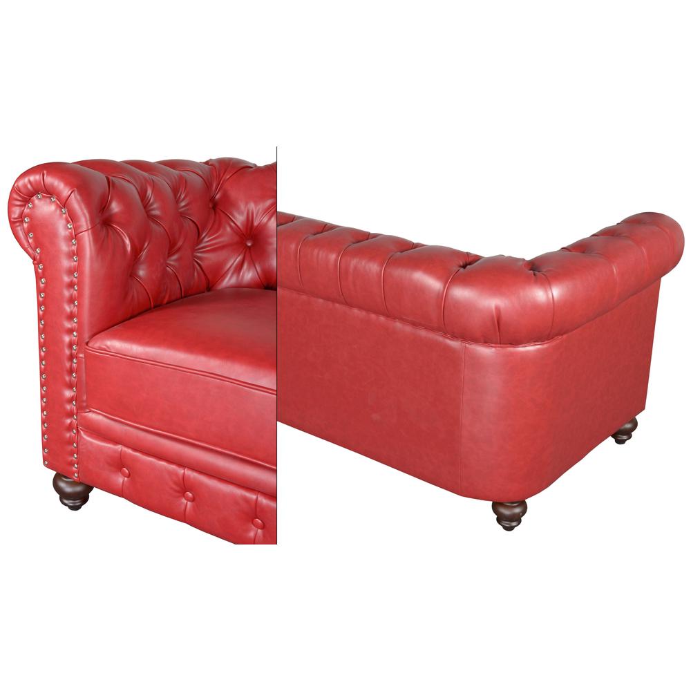Classic Chesterfield Sofa Red. Picture 4