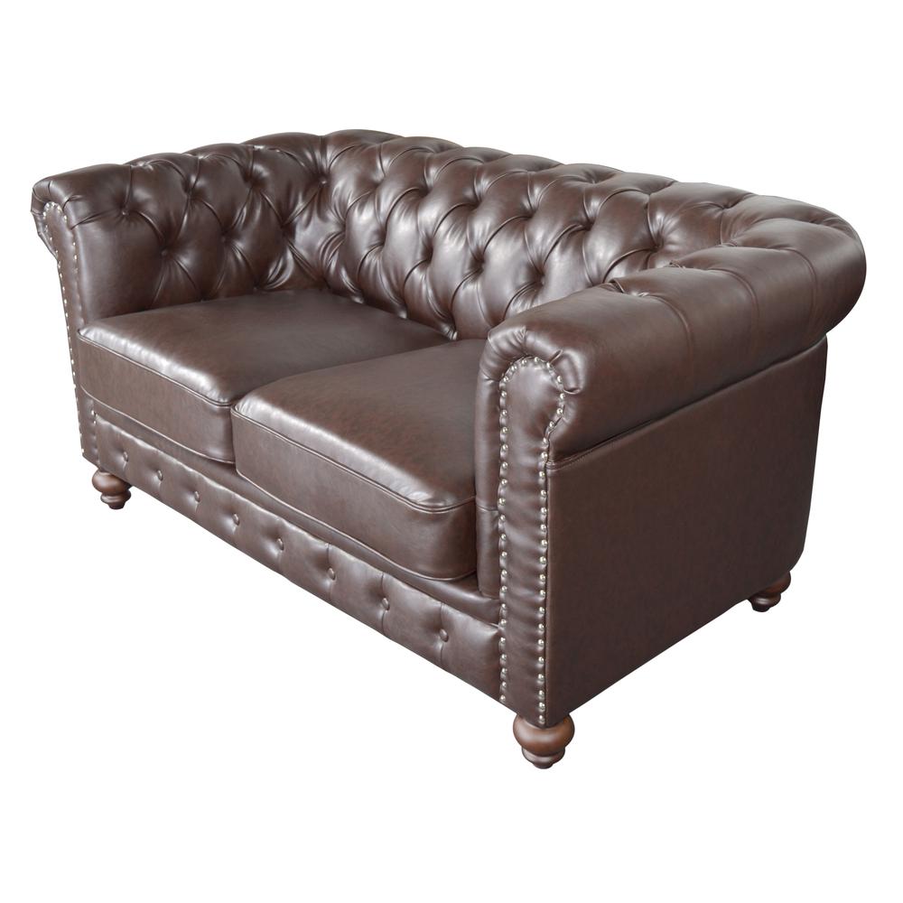 Classic Chesterfield Loveseat Brown. The main picture.