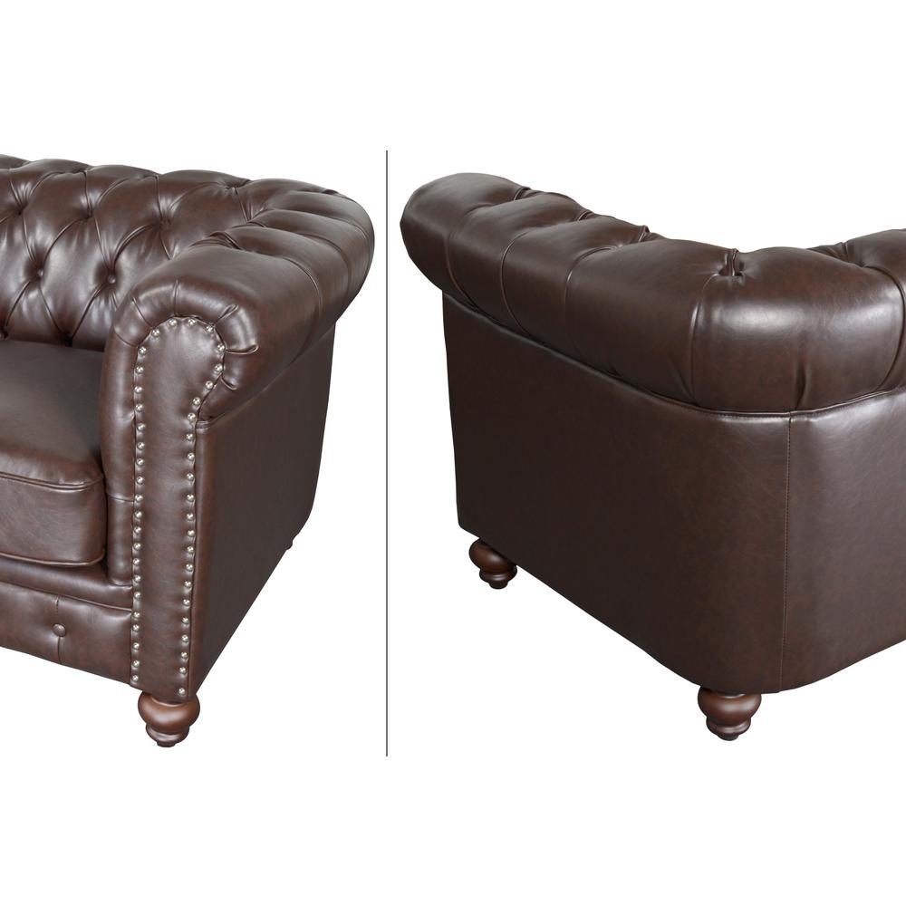 Classic Chesterfield Loveseat Brown. Picture 4