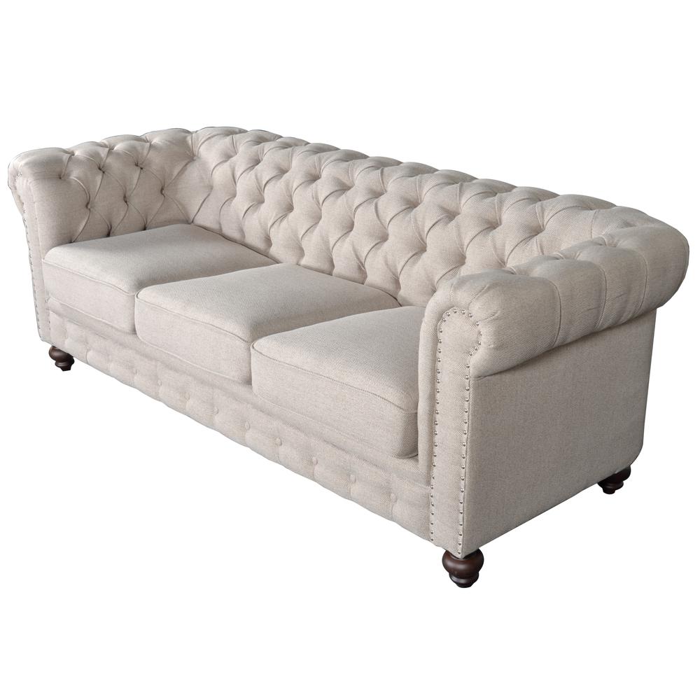 Classic Chesterfield Dark Linen Sofa. The main picture.