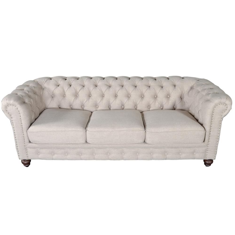 Classic Chesterfield Dark Linen Sofa. Picture 3
