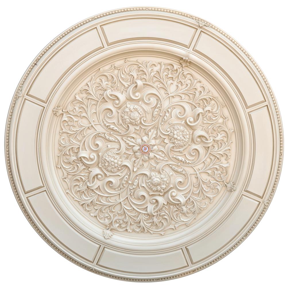 Alluring Carved Cream Round Ceiling Medallion 72 Inch Diameter. Picture 1