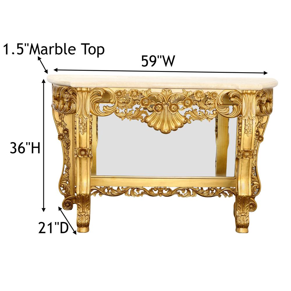 Gold Petticoat Cream Marble Top Console Table. Picture 5