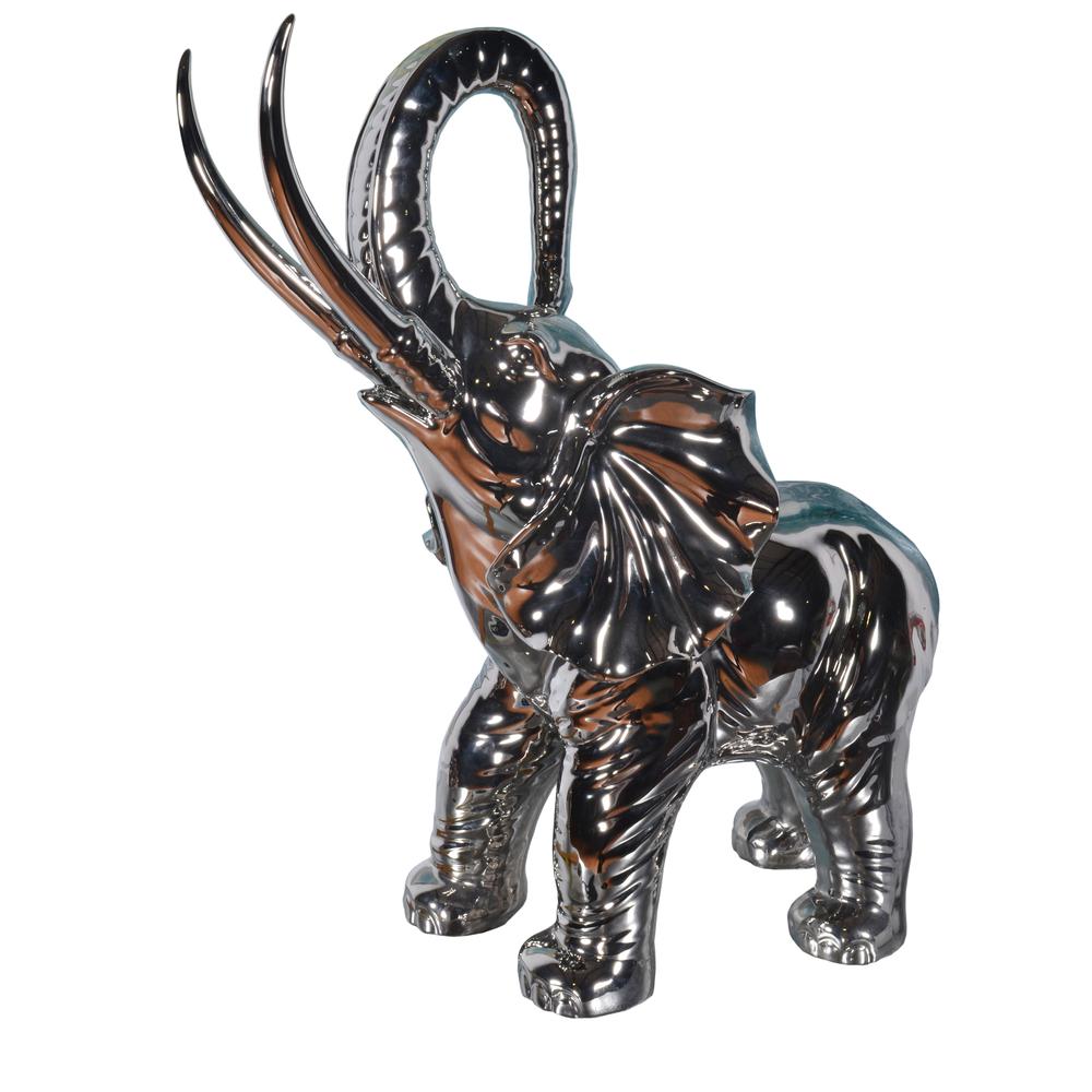 Mirrored Chrome Large Elephant Sculpture. Picture 1