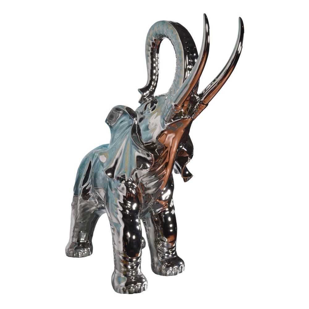 Mirrored Chrome Large Elephant Sculpture. Picture 2