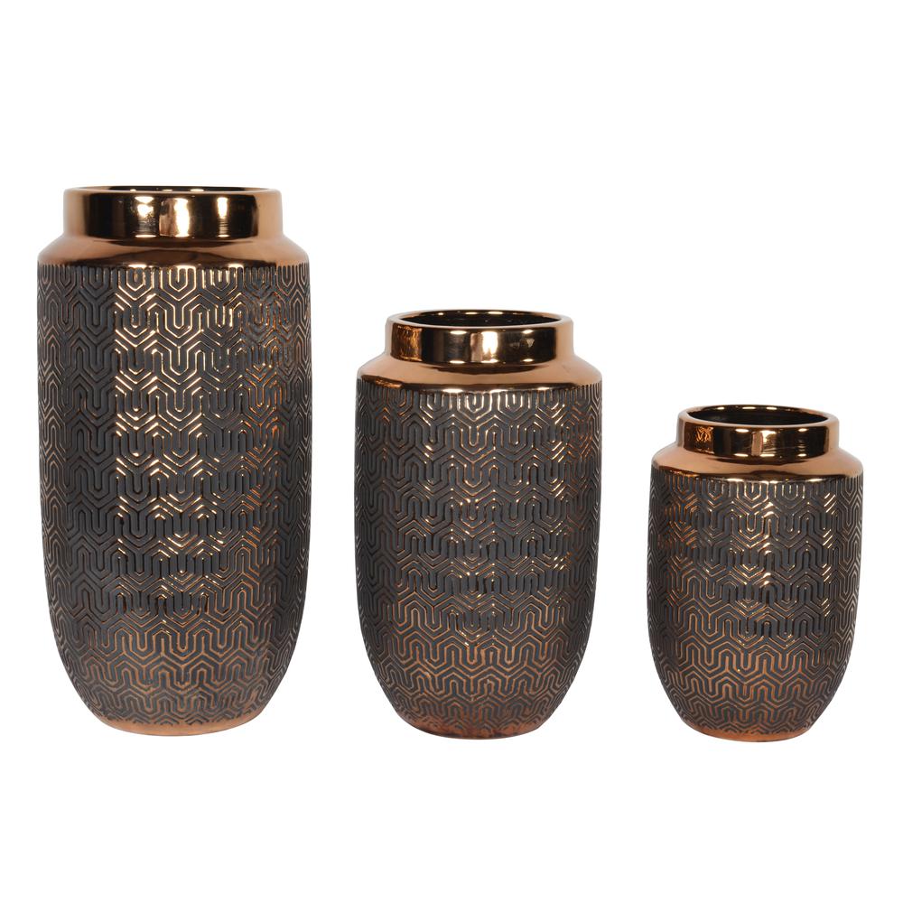 Set of 3 Copper illusion Vases. Picture 1