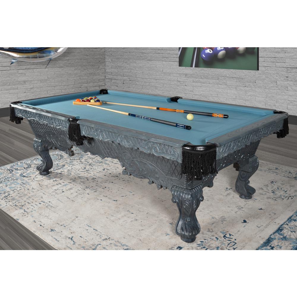 Victorian Gray Carved Pool Table Professional Size L KIT. Picture 1