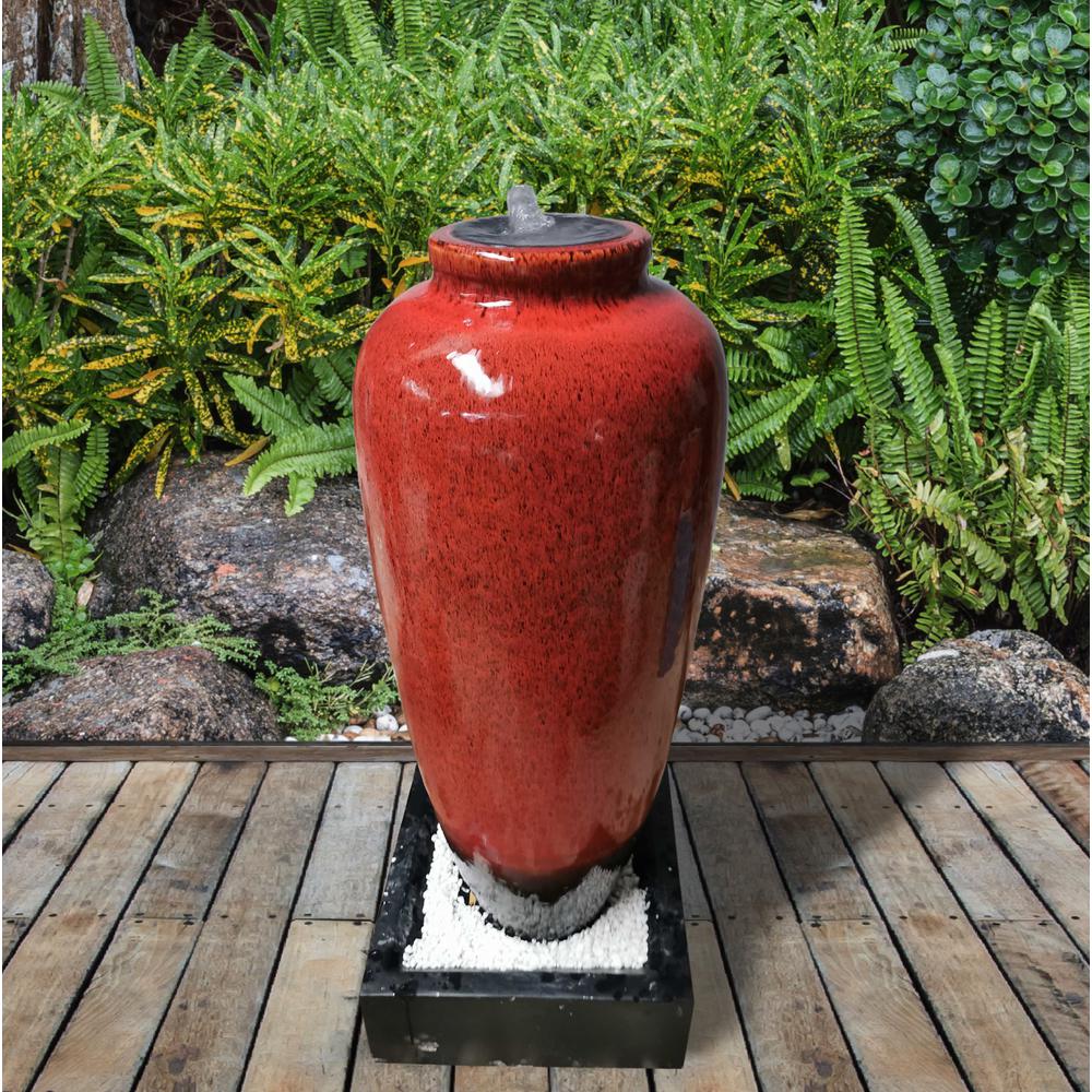 Red Bubbling Fountain With Base. Picture 2