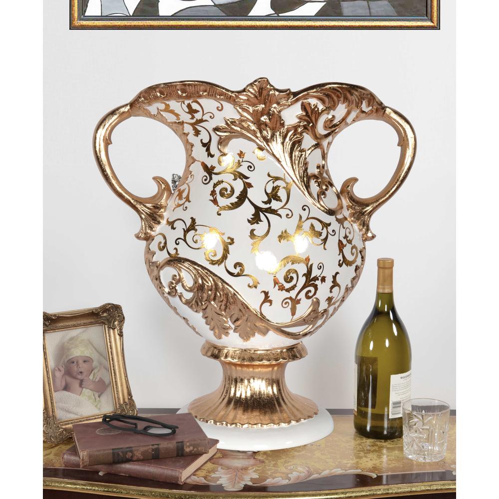 Palatial Gold and White Urn 25 Inches Wide. Picture 5