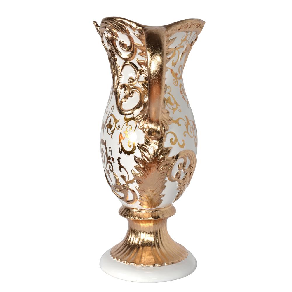 Palatial Gold and White Urn 25 Inches Wide. Picture 2