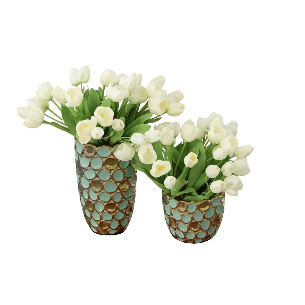 Turquoise and Gold Accent Vases Set of 2. Picture 2
