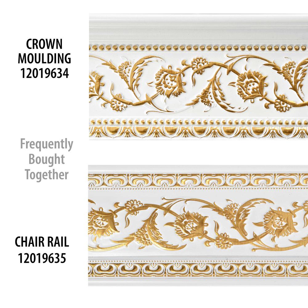 Gold Floral on French White Crown Moulding 94 Inch. Picture 3