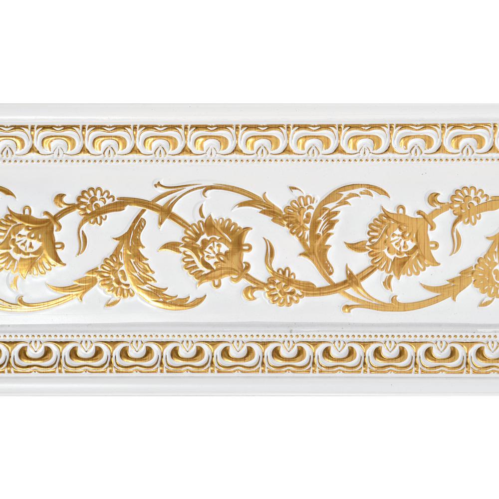 Gold on French White Floral Chair Rail 94 Inch. The main picture.