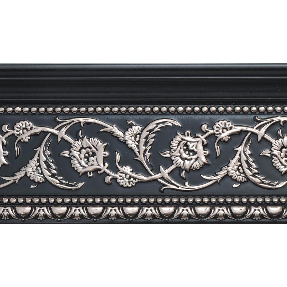 Silver Floral and Black Crown Molding 92 Inch. Picture 1