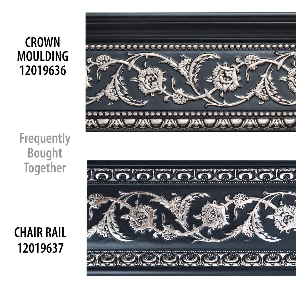 Silver Floral and Black Crown Moulding 94 Inch. Picture 3