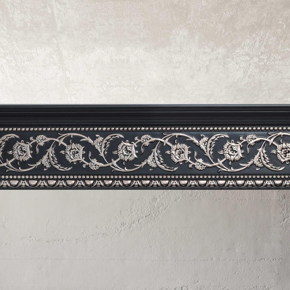 Silver Floral and Black Crown Moulding 94 Inch. Picture 4