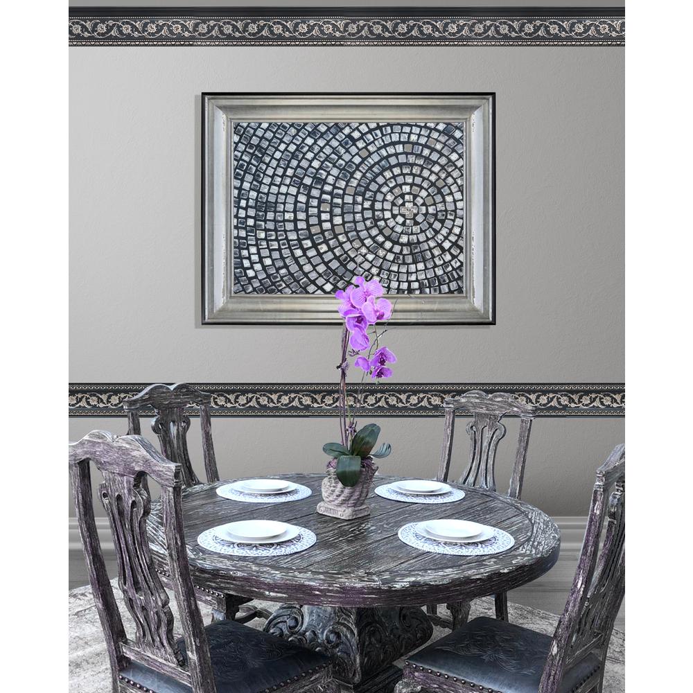Silver Floral on  Black Chair Rail 94 Inch. Picture 2