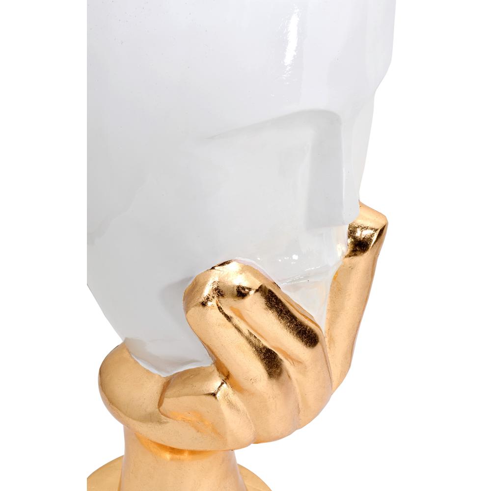 Gold and White Pondering Hand Vase. Picture 7
