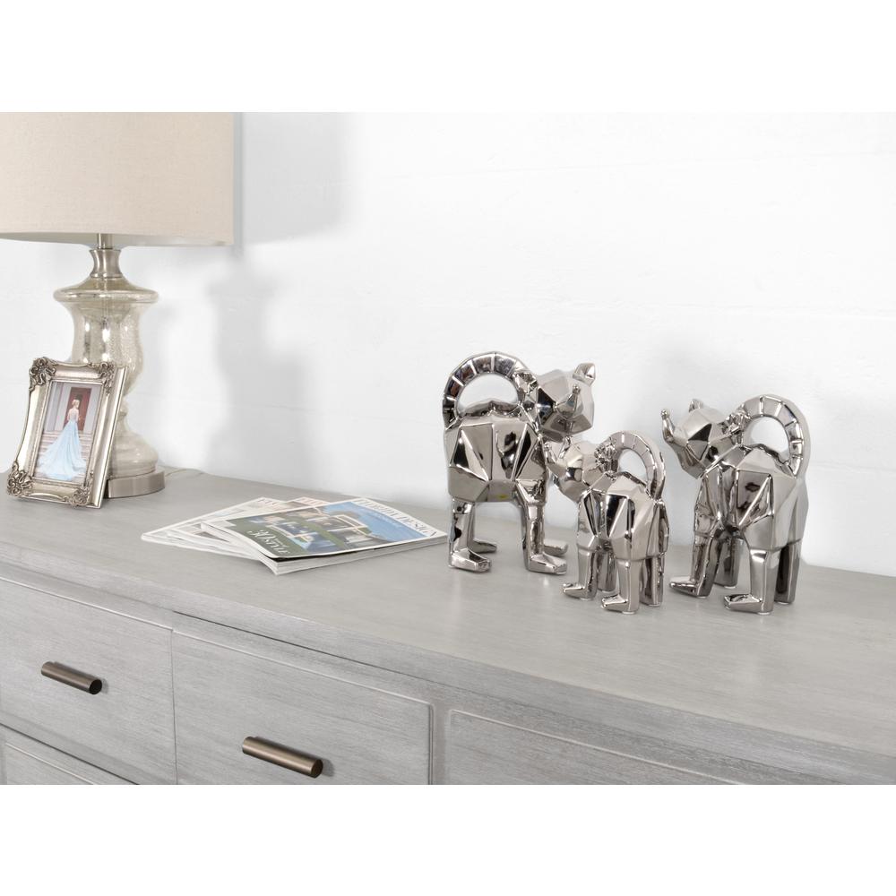 Mirrored Chrome Cat Family Set of 3. Picture 1
