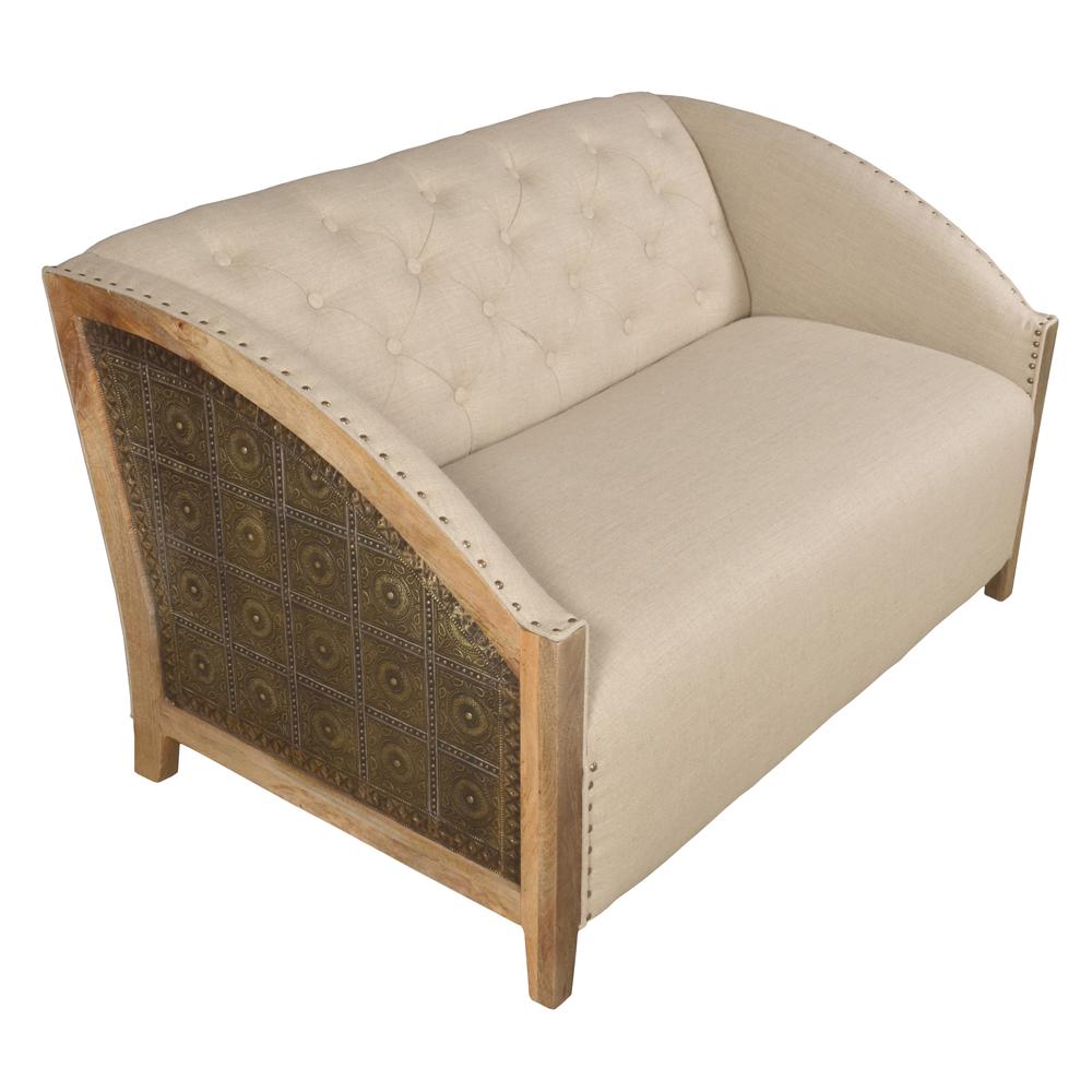 Arabesque Panel Design Wood Love Seat 54 Inches. Picture 1