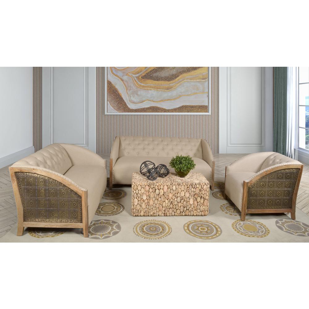 Arabesque Panel Design Wood Sofa 72 Inches. Picture 2