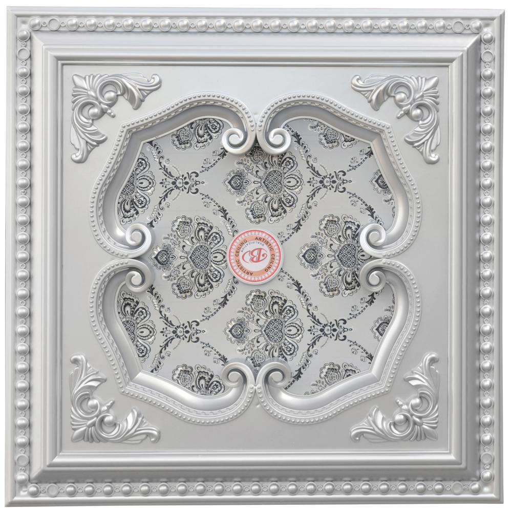 Silver Four Leaf Clover Square Chandelier Ceiling Medallion 24in. Picture 1