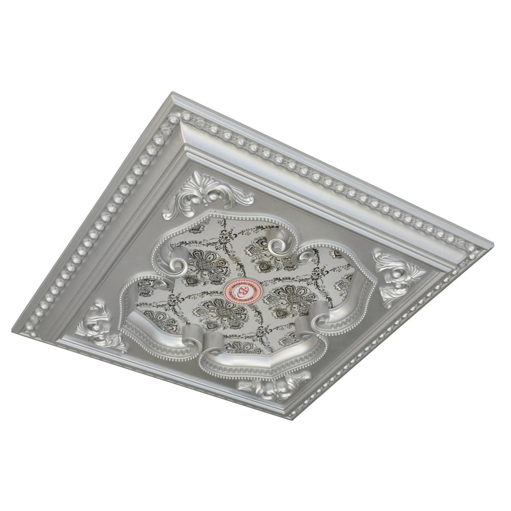 Silver Four Leaf Clover Square Chandelier Ceiling Medallion 24in. Picture 2