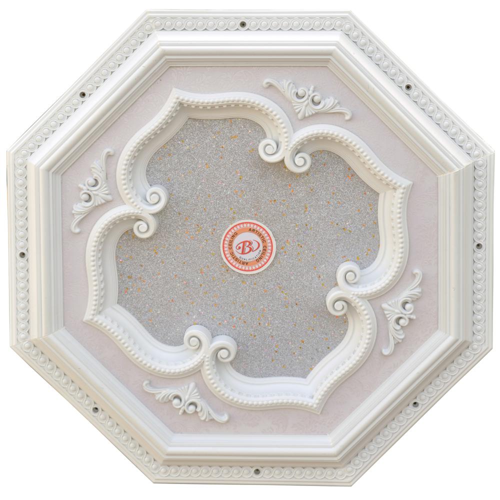 White and Silver Four Leaf Clover Octagon Chandelier Ceiling Medallion 24in. Picture 1