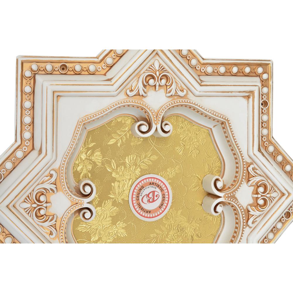 Ivory and Gold Eight Pointed Star Chandelier Ceiling Medallion 24in. Picture 3